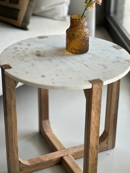 Bijzettafel marmer, Raw Materials - wit en zwart