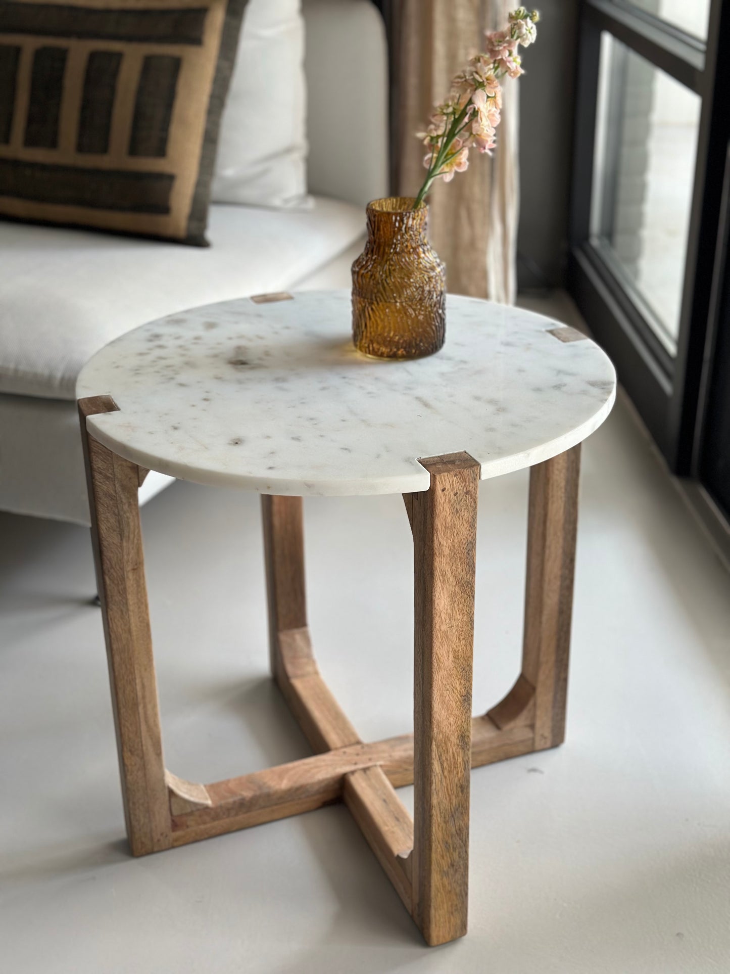 Bijzettafel marmer, Raw Materials - wit en zwart