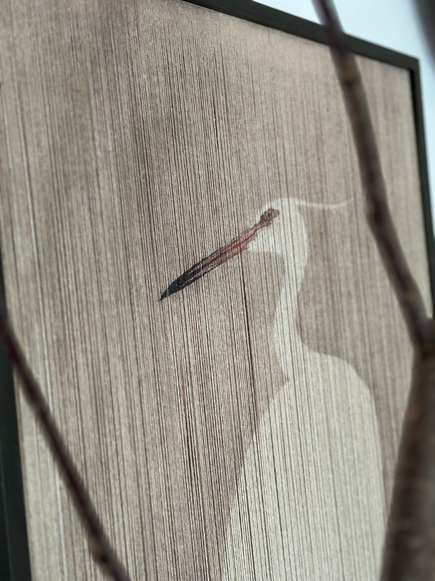 Wandpaneel touw - witte reiger