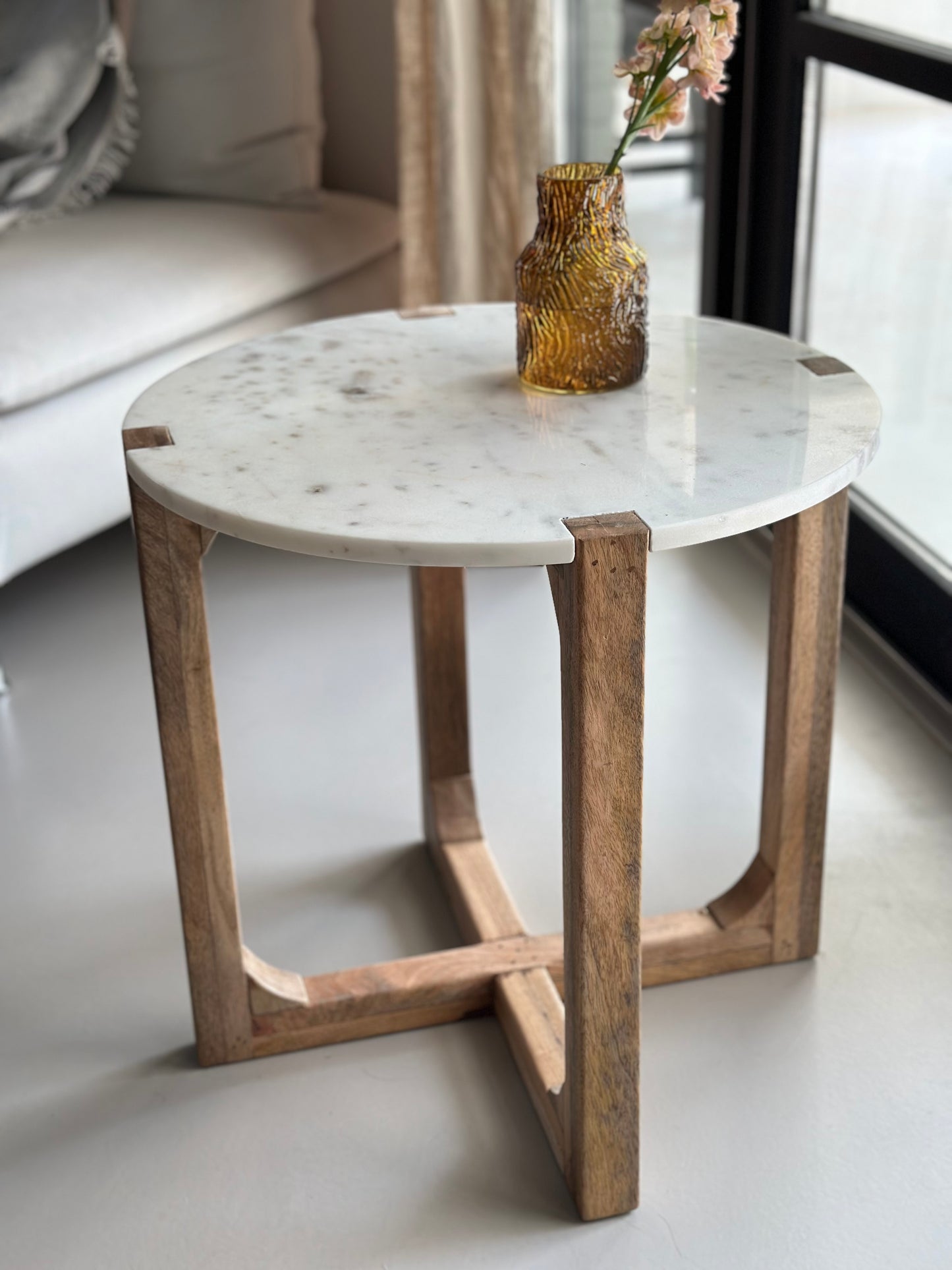 Bijzettafel marmer, Raw Materials - wit en zwart