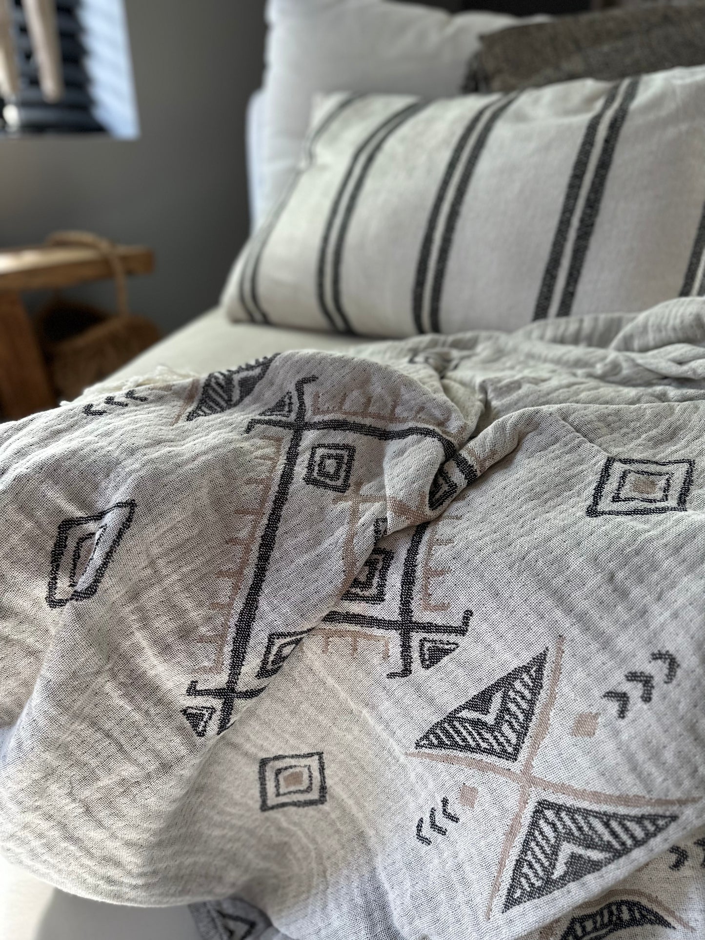 Plaid met etnische print.