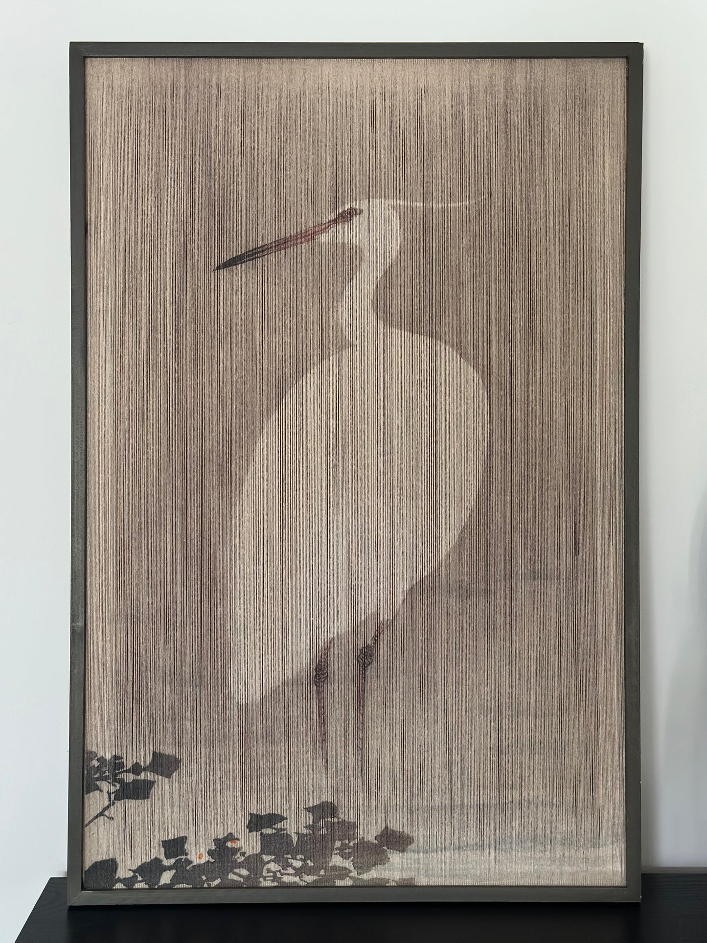 Wandpaneel touw - witte reiger