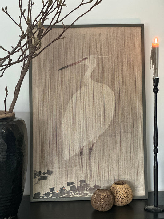 Wandpaneel touw - witte reiger