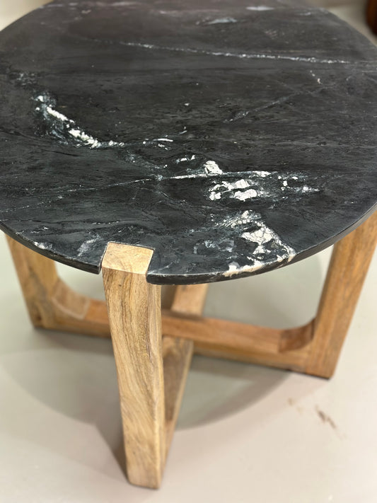 Bijzettafel marmer, Raw materials, zwart en wit